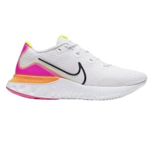 Nike Renew Run Womens Running Shoes White Pink Neon Size 9 CK6360-005 Low Top